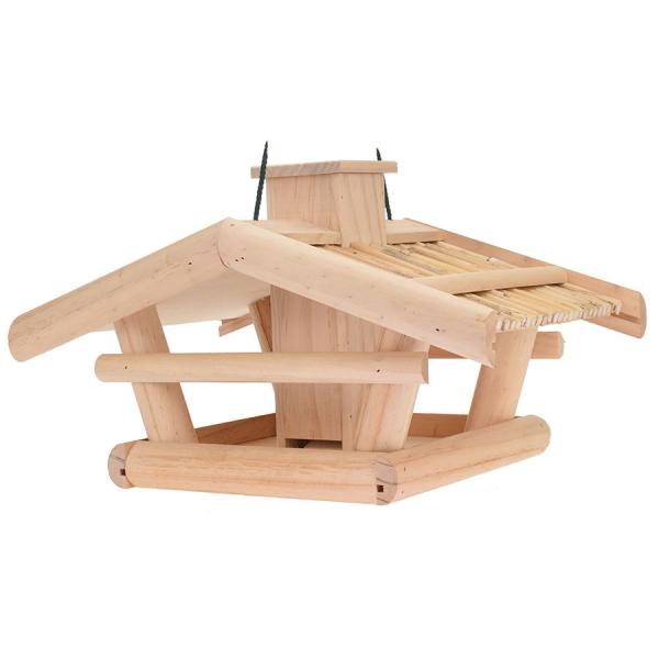 Vogelfutterstation aus unbehandeltem Holz mit Standfuß 49x43x116cm